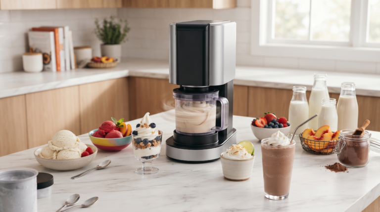 The Ninja Creami approaches frozen desserts differently than a traditional ice cream maker, using a fast-spinning process to break down a frozen base into a smooth, scoopable texture in minutes rather than requiring the base to churn while freezing. That difference in process is a big part of why it’s earned a dedicated following since launching.